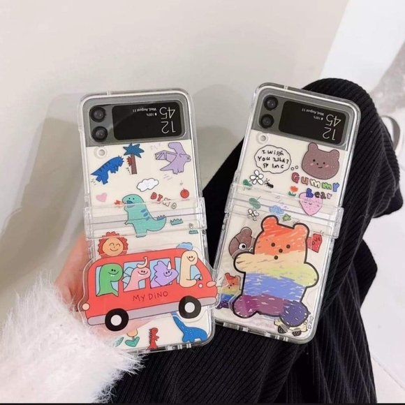 Samsung Galaxy Z Flip3 5G Clear case with Catoon Print F - Picture 7 of 10